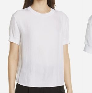 Vince White Rib Trim Short Sleeve Top - Size XL